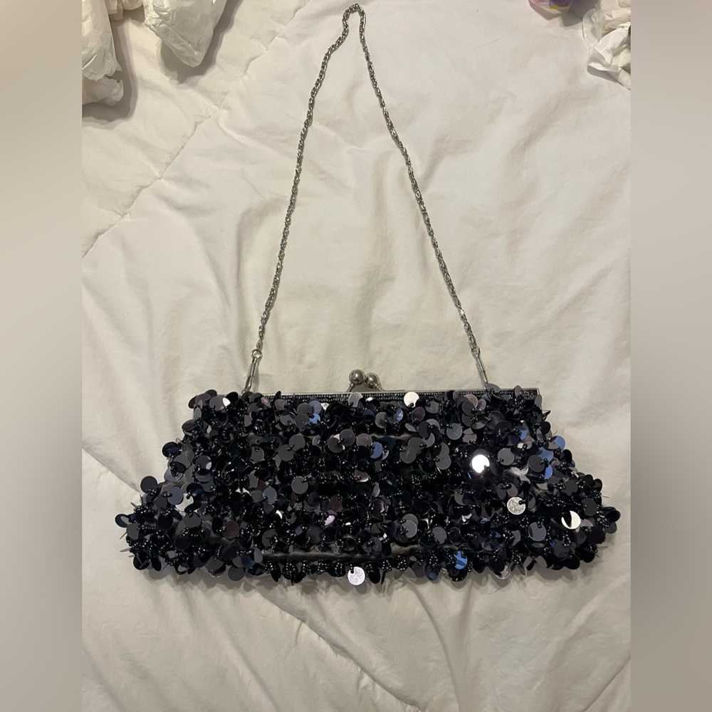 Elegant Black Sequin Clutch